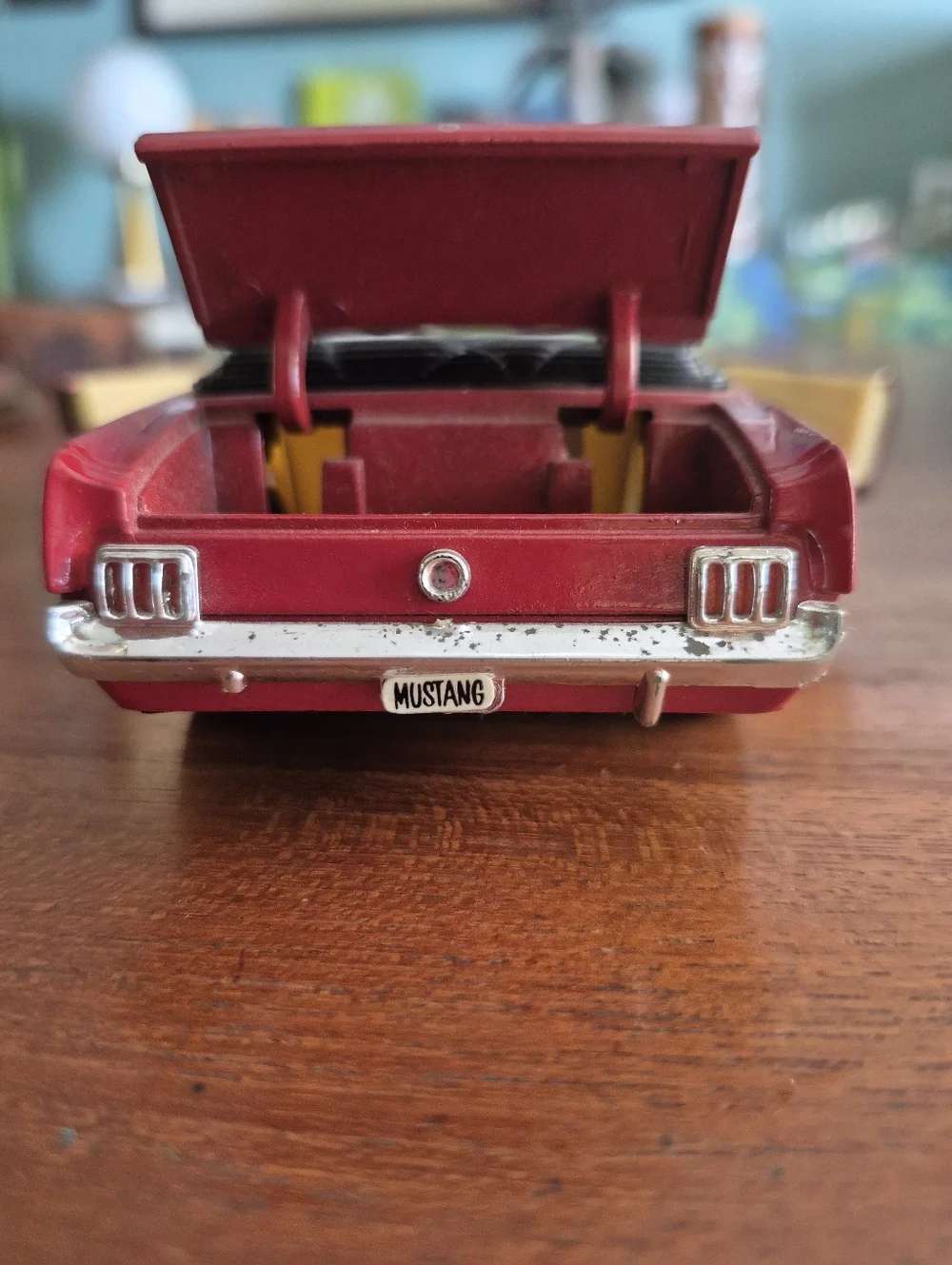 Vintage Metal Plastic Red Convertible Toy Car - Ford Die-Cast Ford Mustang